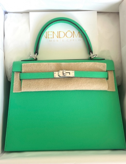 Hermes Kelly 25 Vert Comics Epsom Palladium Hardware