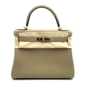 Hermes Kelly 28 Beige de Marfa Clemence Gold Hardware