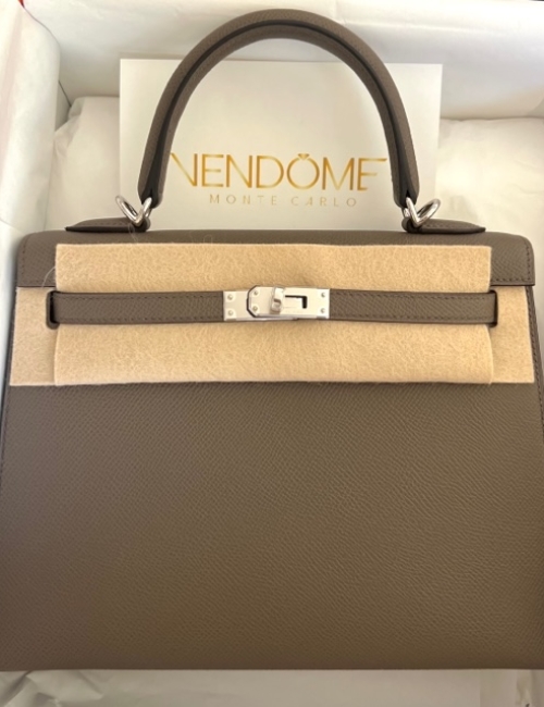 Hermes Kelly 25 Etain Epsom Palladium Hardware