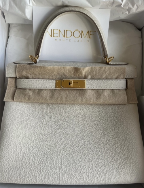 Hermes Kelly 28 Craie Togo Gold Hardware