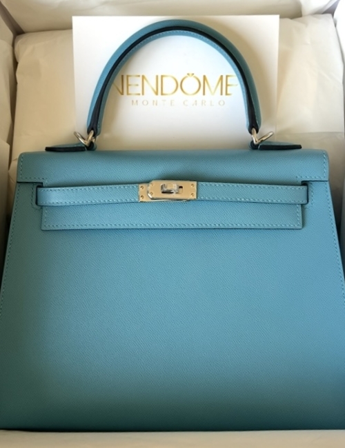 Hermes Kelly 25 Bleu du Nord Epsom Palladium Hardware