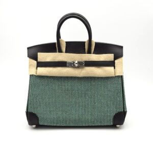 Hermes Birkin 25 Quadrille Noir/ Blanc/Menthe Palladium Hardware