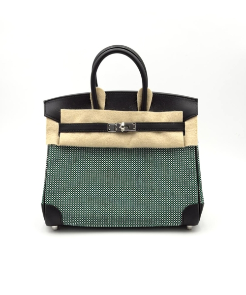 Hermes Birkin 25 Quadrille Noir/ Blanc/Menthe Palladium Hardware
