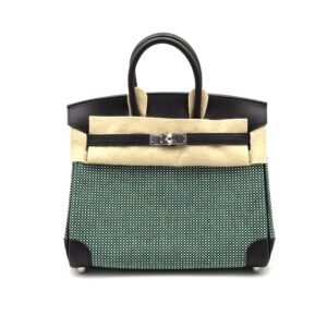 Hermes Birkin 25 Quadrille Noir/ Blanc/Menthe Palladium Hardware