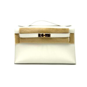 Hermes Kelly Pochette White Swift Gold Hardware