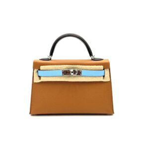 Hermes Kelly 20 Tri Color Gold/Celeste/Ebene Epsom Palladium Hardware