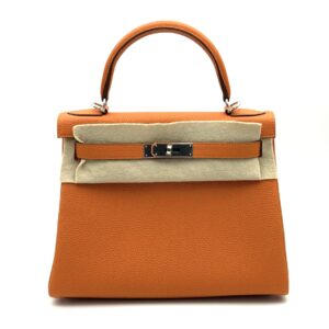 Hermes Kelly 28 Orange Togo Palladium Hardware