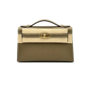 Hermes Kelly Pochette Etoupe Swift Gold Hardware