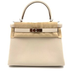 Hermes Kelly 28 Craie Togo Palladium Hardware