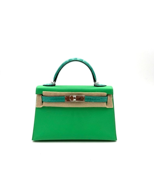 Hermes Kelly 20 Touch Vert Comics Alligator Shiny/Madame Palladium Hardware