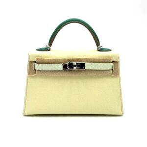 Hermes Kelly 20 Jaune Milton/Vert Fizz/Vertigo Epsom Palladium Hardware