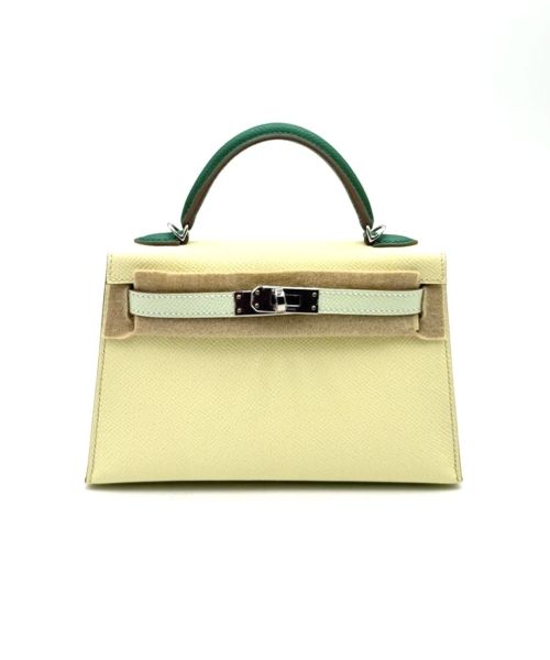 Hermes Kelly 20 Jaune Milton/Vert Fizz/Vertigo Epsom Palladium Hardware