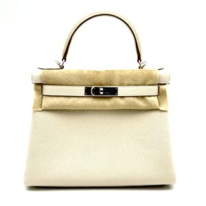 Hermes Kelly 28 Craie Togo Palladium Hardware