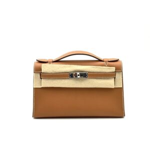 Hermes Kelly Pochette Gold Swift Palladium Hardware