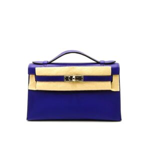 Hermes Kelly Pochette Purple Swift Palladium Hardware