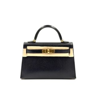 Hermes Mini Kelly 20 Black Chevre Gold Hardware