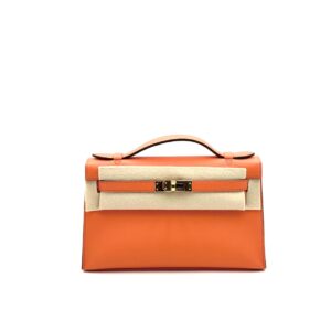 Hermes Kelly Pochette Orange Poppy Swift Gold Hardware