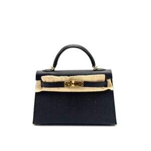 Hermes Kelly 20 Mini Sellier Noir Black Epsom Gold Hardware